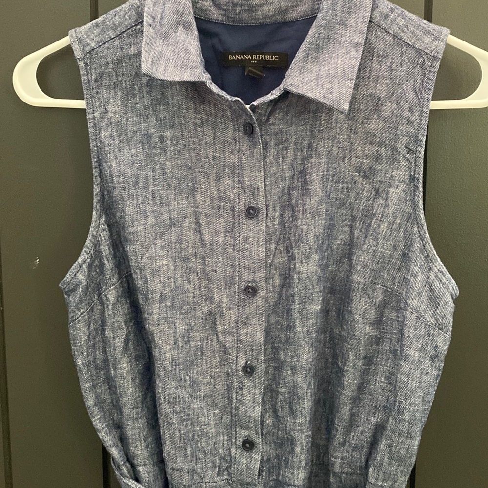 Banana Republic Denim Tie Waist Jumpsuit Size: 4 petite